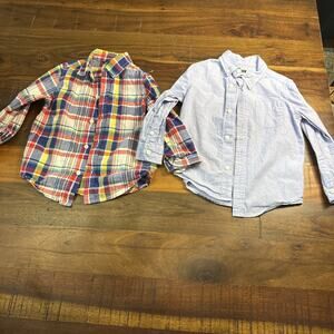 Janie and Jack Button Down Long Sleeve Shirts Lot of 2 Boys 2T
